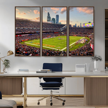55377093-MGV-CV-36X24-Soldier Field Wall Art – Panoramic Chicago Bears Football Stadium Canvas Print, Game Day Sports Decor for Man Cave, Bar, Office,