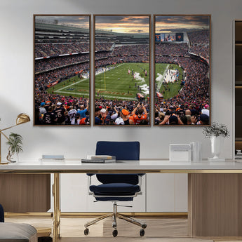 87578930-MGV-CV-36X24-Soldier Field Wall Art – Chicago Bears Football Stadium Sunset Canvas Print, Game Day Sports Decor for Man Cave, Bar, Office, or