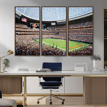 32530647-MGV-CV-36X24-Chicago Bears Stadium Wall Art – Futuristic Dome Arena Canvas Print, Modern Football Concept Design Decor for Man Cave, Bar, or