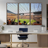 81960112-MGV-FC-48X32-3P_Walnut-Futuristic Football Stadium Wall Art – Modern Dome Arena Canvas Print, Chicago Bears Concept Design Sports Decor for Man Cave or