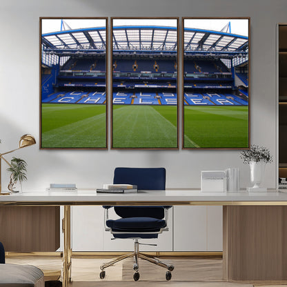 38616413CHELSA-MGV-CV-36X24-Chelsea Stadium Wall Art – Panoramic Football Field Canvas Print, Game Day Sports Decor for Living Room, Office, or Man Cave