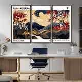 28945903-MGV-CV-36X24-Japanese Wall Art – Mount Fuji Canvas Print with Cherry Blossoms and Golden Wave Motifs, Traditional Asian Inspired Artwork for