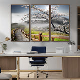 34632598CRY-MGV-CV-36X24-Sakura Cherry Blossom Pathway Canvas Wall Art – Tranquil Walk Through Blossoming Nature – Ready to Hang