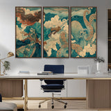 37943964-MGV-CV-36X24-Tsukioka Yoshitoshi Samurai Wall Art Print, Japanese Katana Warrior Canvas Wall Art, Octopus Sea Monster Canvas Print,