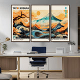 94085549-MGV-CV-36X24-Japanese Wave and Mountain Wall Art – Panoramic Abstract Landscape Canvas Print, Asian Inspired Nature Decor for Living Room,