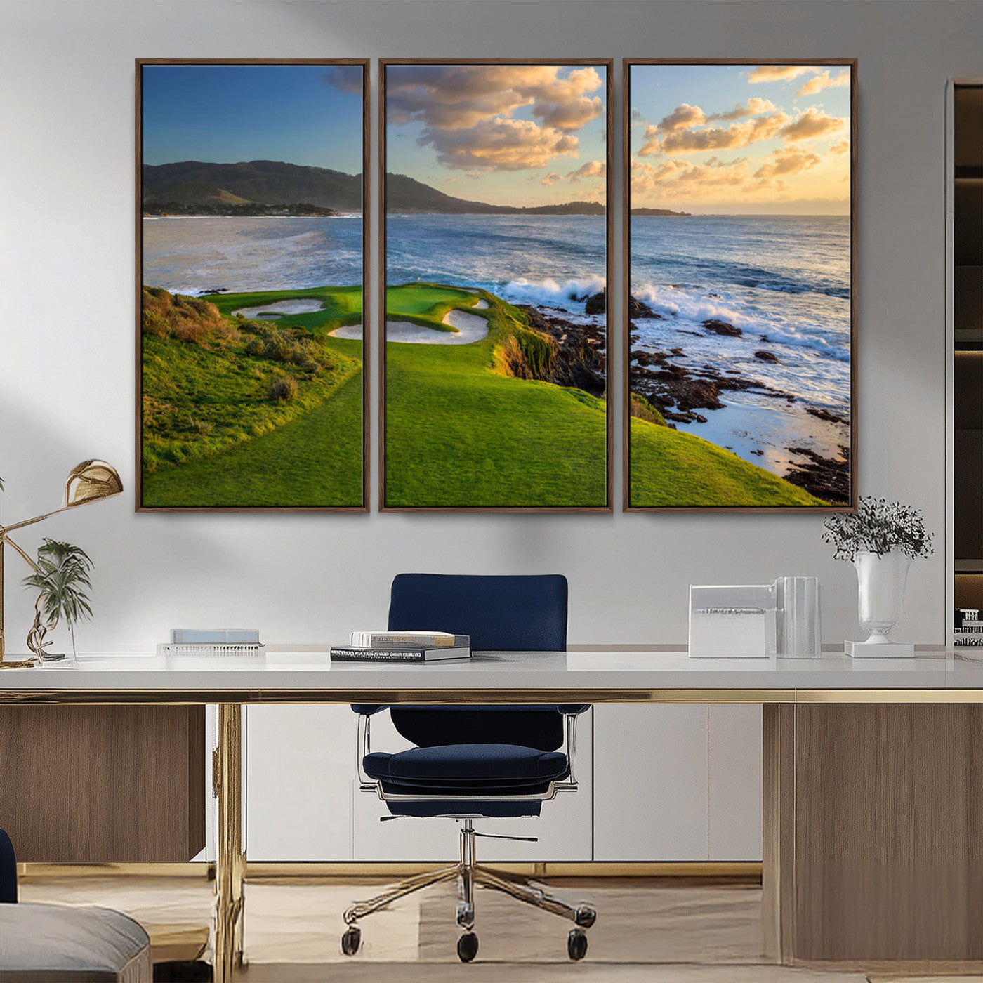 67486665-MGV-CV-36X24-Golf Course Wall Art – Pebble Beach Oceanfront Canvas Print, Coastal Fairway Photography Sports Decor for Living Room, Office, Man