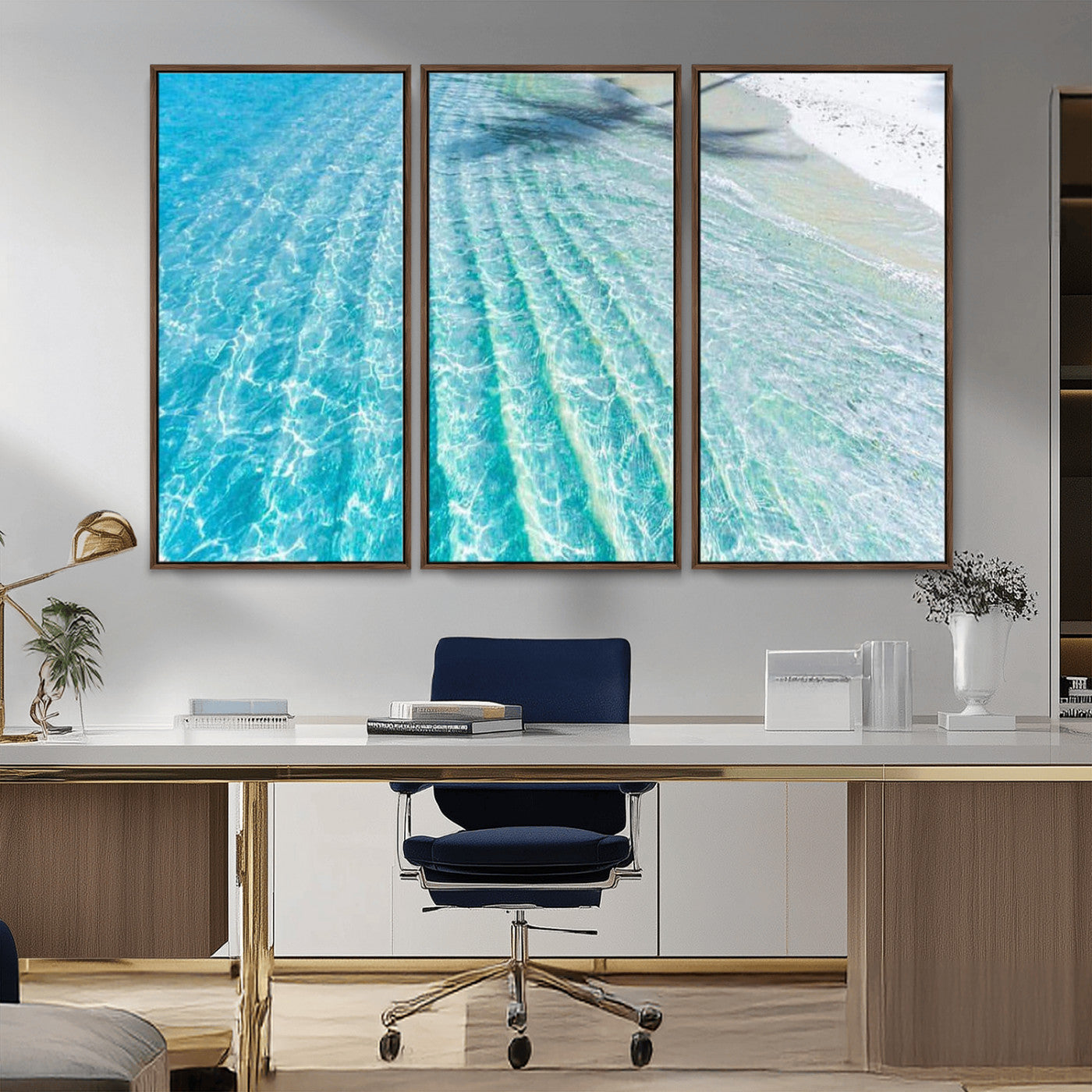 17528159-MGV-CV-36X24-Tropical Ocean Wall Art – Turquoise Water Canvas Print, Crystal Clear Beach Waves Photography Coastal Decor for Living Room,