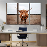 16316734-MGV-CV-36X24-Texas Longhorn Wall Art – Rustic Bull Portrait Canvas Print, Western Farmhouse Animal Photography Decor for Living Room, Office,