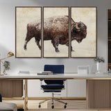 54810031-MGV-CV-36X24-Western Wall Art – Snow Covered Bison Canvas Print, Rustic Wildlife Photography Decor for Bedroom, Living Room, Office, Lodge,