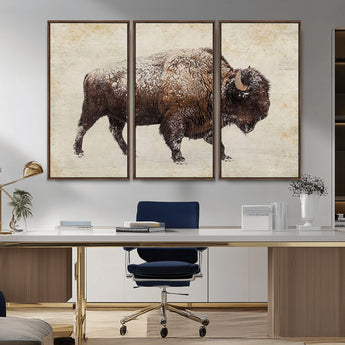 54810031-MGV-CV-36X24-Western Wall Art – Snow Covered Bison Canvas Print, Rustic Wildlife Photography Decor for Bedroom, Living Room, Office, Lodge,