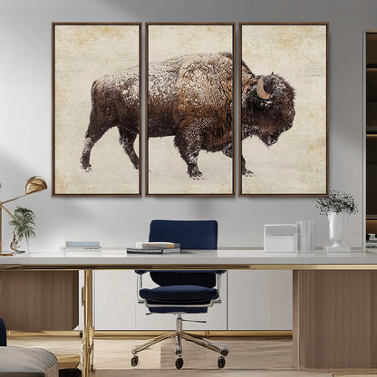 54810031-MGV-CV-36X24-Western Wall Art – Snow Covered Bison Canvas Print, Rustic Wildlife Photography Decor for Bedroom, Living Room, Office, Lodge,