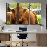 68411138-MGV-CV-36X24-Farmhouse Wall Art – Highland Cow Canvas Print, Rustic Country Cattle Photography Decor for Bedroom, Living Room, Office, Ranch,