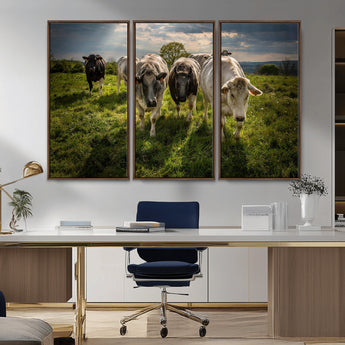 67277447-MGV-CV-36X24-Farmhouse Wall Art – Herd of Cows Canvas Print, Rustic Country Pasture Photography Decor for Bedroom, Living Room, Office, Ranch,
