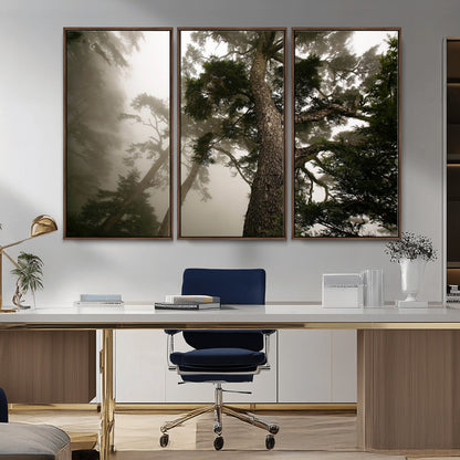 87969493-MGV-CV-36X24-Forest Wall Art – Misty Tall Trees Canvas Print, Dramatic Woodland Photography Decor for Bedroom, Living Room, Office, Cabin,