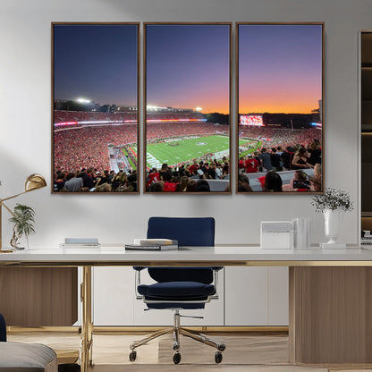 25139565-MGV-CV-36X24-Sanford Stadium Wall Art – Georgia Bulldogs Football Sunset Panorama Canvas Print, College Game Day Decor for Man Cave, Bar, or