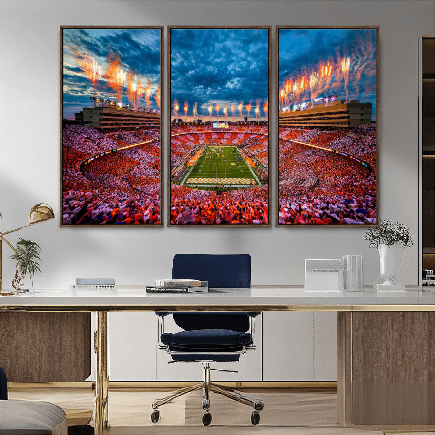 94266219-MGV-CV-36X24-Neyland Stadium Wall Art – Tennessee Volunteers Checkerboard Game Day Canvas Print, College Football Fireworks Decor for Man Cave