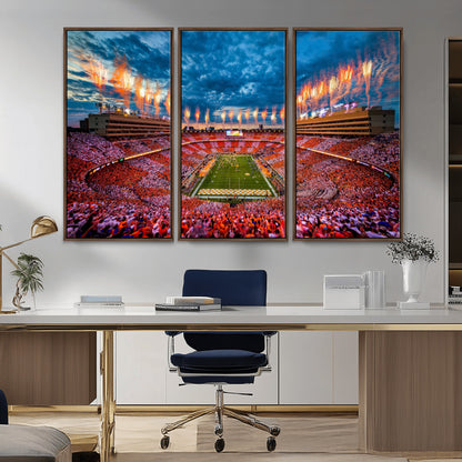 94266219-MGV-CV-36X24-Neyland Stadium Wall Art – Tennessee Volunteers Checkerboard Game Day Canvas Print, College Football Fireworks Decor for Man Cave