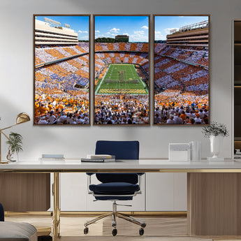 64238859-MGV-CV-36X24-Neyland Stadium Wall Art – Tennessee Volunteers Checkerboard Game Day Canvas Print, College Football Panorama Decor for Man Cave