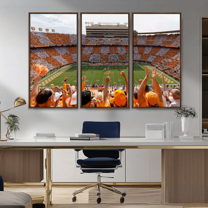 76011417-MGV-CV-36X24-Tennessee Volunteers Wall Art – Neyland Stadium Checkerboard Crowd Canvas Print, Vols Football Game Day Fan Perspective Sports