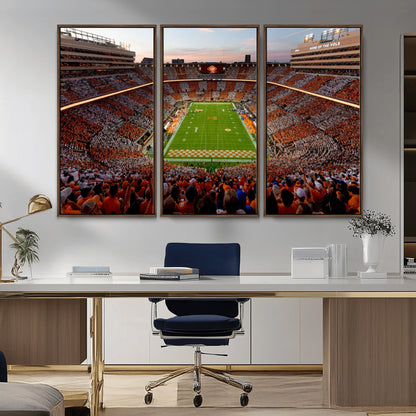 37160229-MGV-CV-36X24-Tennessee Volunteers Wall Art – Neyland Stadium Sunset Checkerboard Game Canvas Print, Vols Football Panorama Sports Decor