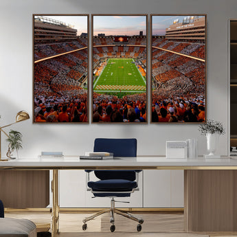 37160229-MGV-CV-36X24-Neyland Stadium Wall Art – Panoramic Tennessee Volunteers Sunset Canvas Print, Checkerboard Crowd Football Game Day Decor for