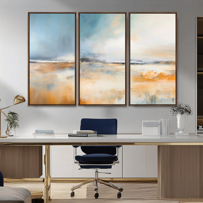 12135-MGV-CV-36X24-Soft Horizon Wall Art Canvas Print, Framed Golden Field Art Picture Print, Dreamy Horizon Perfect Minimalist Earthy Decor Artwork