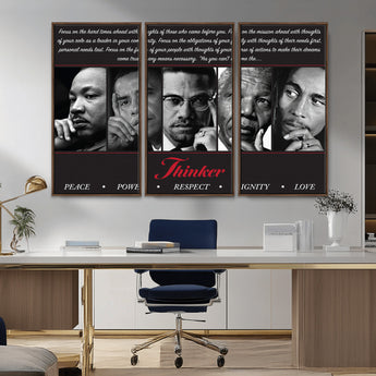 45112-MGV-CV-36X24-Black Icons Wall Art Canvas Print, Framed Thinker Art Picture Print, Motivational Quote Perfect Cultural Modern Decor Artwork