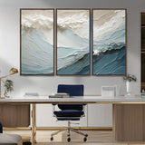 53646-MGV-CV-36X24-Ocean Wave Wall Art Canvas Print, Framed Textured Seascape Art Picture Print, Modern Ocean Perfect Minimal Coastal 2/2 Decor