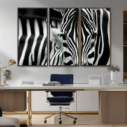 43631-MGV-CV-36X24-Zebra Wall Art – Black & White Safari Wildlife Canvas Print, Modern Animal Photography Decor for Living Room, Office, or Bedroom