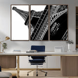 89033-MGV-CV-36X24-Eiffel Tower Wall Art – Dramatic Black and White Architectural Canvas Print, Modern Paris Decor for Office, Living Room or