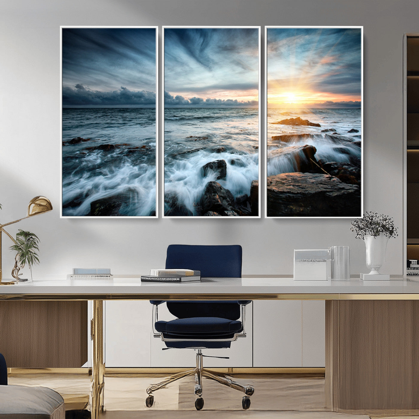 33428-MGV-CV-36X24-Ocean Sunrise Wall Art – Serene Seascape Canvas Print, Coastal Home or Office Decor, Perfect for Living Room, Bedroom, or Study