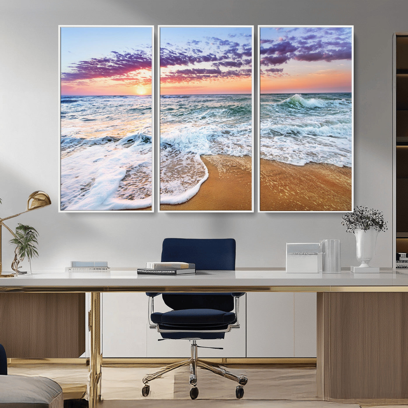 53006-MGV-CV-36X24-Ocean Beach Sunset Wall Art – Vibrant Seascape Canvas Print, Coastal Home Decor for Living Room, Bedroom, Office or Beach House