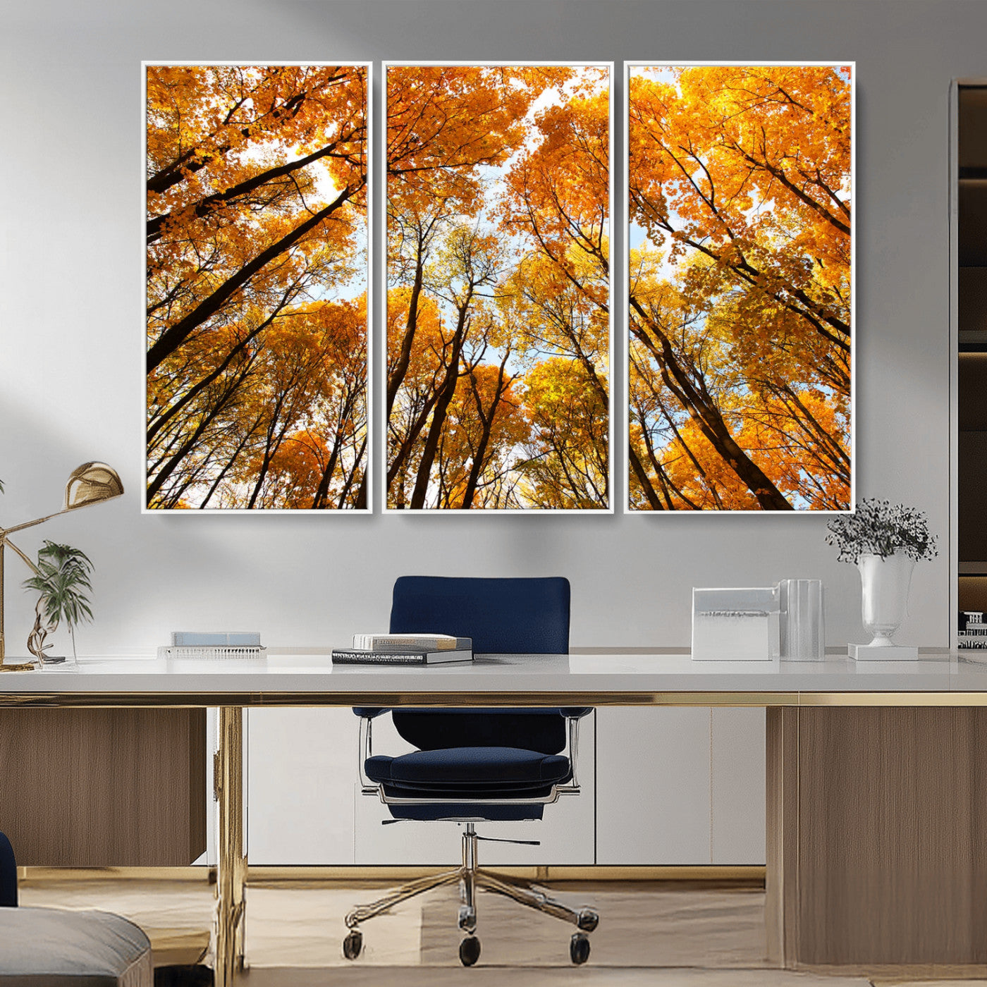 11823-MGV-CV-36X24-Golden Autumn Tree Canopy Wall Art – Stunning Fall Forest Leaves Print, Warm Seasonal Nature Decor for Home, Office or Cabin
