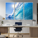 37494-MGV-CV-36X24-Ocean Wave Canvas Art – Stunning Blue Wave Photography, Coastal Wall Decor for Living Room, Bedroom or Office