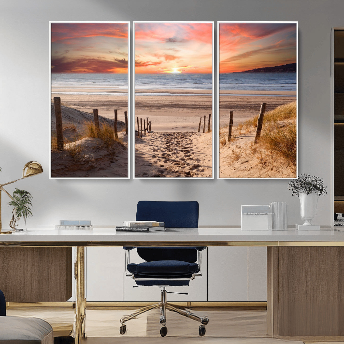 78111-MGV-CV-36X24-Sunset Pathway Wall Art – Panoramic Coastal Canvas Print, Tranquil Beach Decor for Living Room, Office or Bedroom