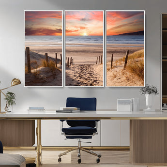 78111-MGV-CV-36X24-Sunset Pathway Wall Art – Panoramic Coastal Canvas Print, Tranquil Beach Decor for Living Room, Office or Bedroom
