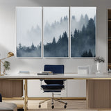 23671-MGV-CV-36X24-Misty Forest Wall Art – Serene Foggy Pine Trees Landscape Canvas Print, Tranquil Nature Decor for Living Room, Bedroom or Office