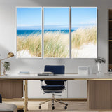 96913-MGV-CV-36X24-Coastal Dunes Wall Art – Serene Beach Grass and Blue Ocean Canvas Print, Relaxing Seaside Nature Decor for Living Room, Bedroom or