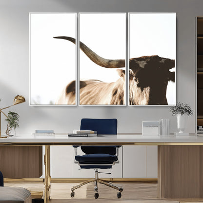 35866-MGV-CV-36X24-Texas Longhorn Wall Art – Rustic Western Bull Canvas Print, Farmhouse Animal Photography Decor for Living Room, Office, or Ranch