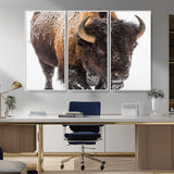 65605-MGV-CV-36X24-Snow Bison Wall Art – Close Up Buffalo Canvas Print, Rustic Western Wildlife Photography, Farmhouse Cabin Lodge Decor for Living
