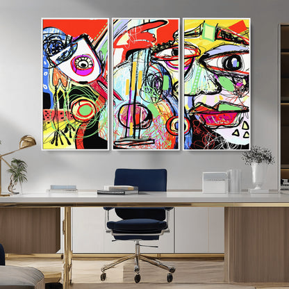 37796-MGV-CV-36X24-Picasso Style Wall Art Canvas Print, Framed Picasso Art Picture Print, Picasso Cubism Perfect Modern Abstract Decor Artwork