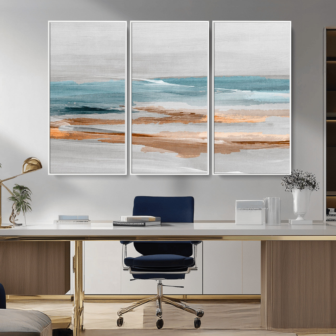 23430-MGV-CV-36X24-Abstract Coastal Wall Art – Modern Ocean Horizon Canvas Print, Minimalist Beach Scene Painting for Bedroom, Living Room, Office or