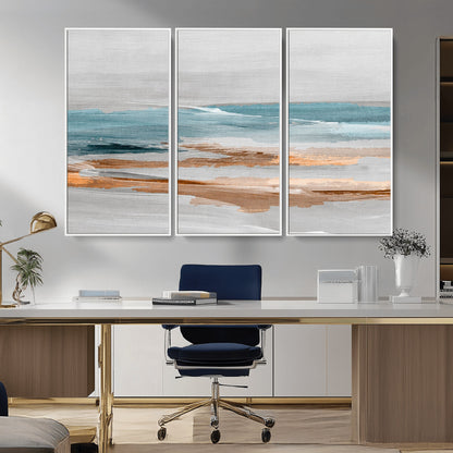 23430-MGV-CV-36X24-Abstract Coastal Wall Art – Modern Ocean Horizon Canvas Print, Minimalist Beach Scene Painting for Bedroom, Living Room, Office or