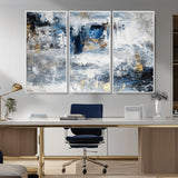 59716-MGV-CV-36X24-Abstract Blue and Gold Wall Art – Modern Textured Canvas Print, Contemporary Painting for Living Room, Bedroom, or Office Decor