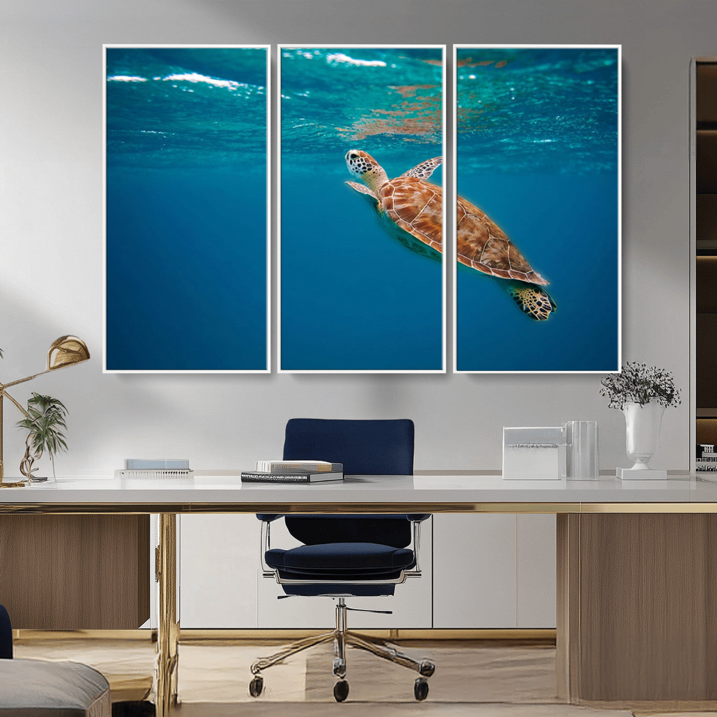 91440-MGV-CV-36X24-Sea Turtle Wall Art – Ocean Turtle Canvas Print, Underwater Marine Life Decor for Living Room, Office, Beach House or Bathroom