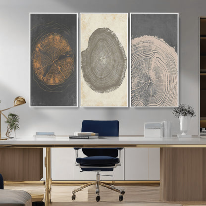 80725-MGV-CV-36X24-Wood Tree Rings Wall Art Canvas Print, Framed Tree Rings Art Picture Print, Abstract Tree Rings Perfect Modern Boho Decor Artwork