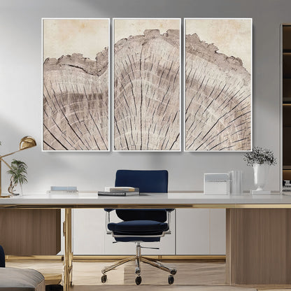 67528-MGV-CV-36X24-Wood Ring Wall Art Canvas Print, Framed Tree Ring Art Picture Print, Rustic Tree Ring Perfect Neutral Boho Decor Artwork