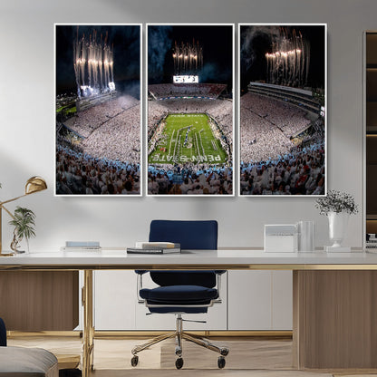 11391-MGV-CV-36X24-Penn State Stadium Wall Art – Panoramic White Out Football Game Canvas Print, College Sports Decor for Office, Man Cave, or Living