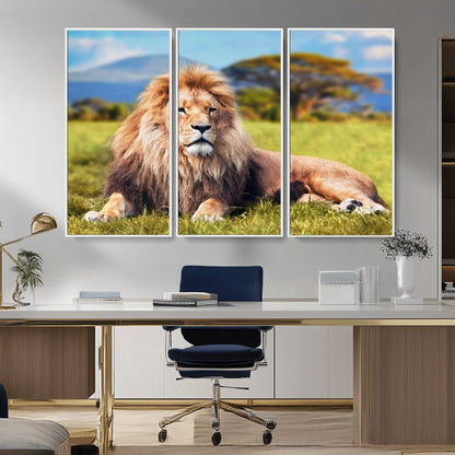67826-MGV-CV-36X24-Majestic Lion Wall Art – King of the Jungle Canvas Print, Safari Wildlife Decor for Living Room, Office, or Man Cave