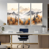 70049-MGV-CV-36X24-Autumn Mountain Forest Wall Art – Misty Landscape Canvas Print, Rustic Nature Inspired Decor for Living Room, Bedroom or Office